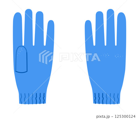 Knit Wool Gloves Short length blue cartoon Fashion hand accessory clothing technical illustration garment. Vector front Knit Wool Gloves Short length blue cartoon Fashion hand accessory clothing technical illustration garment. Vector front 125300124