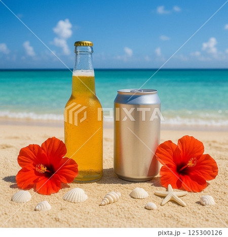 南国の美しいビーチとビール 南国の美しいビーチとビール 125300126