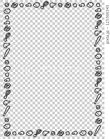 シンプルで可愛い手描きの野球フレーム 125300345