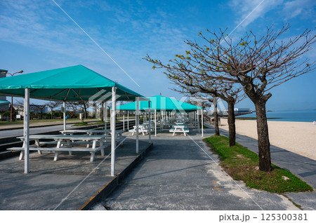 ビーチに設置された海の見えるコテージ 125300381