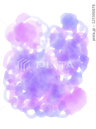 紫やピンクのカラフルな水彩の滲んだ花のようなイラスト 125300878