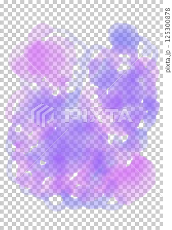 紫やピンクのカラフルな水彩の滲んだ花のようなイラスト 125300878