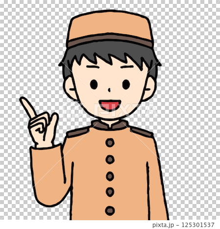 A male hotel staff member is pointing 125301537
