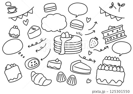 ケーキ 吹き出し 矢印 セット 125301550