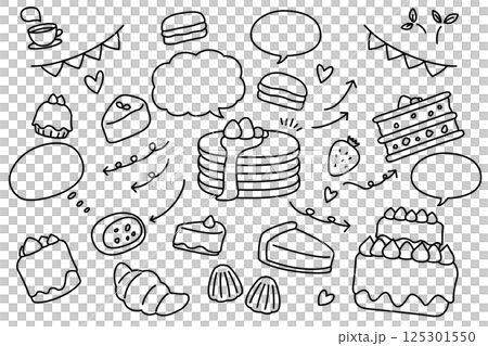 ケーキ 吹き出し 矢印 セット 125301550
