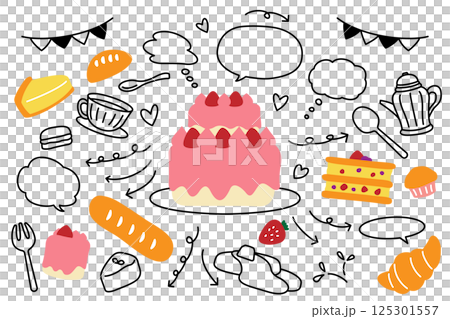 Cake speech bubble arrow set Cake speech bubble arrow set 125301557