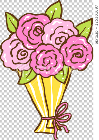 Hand Drawn Pink Flower Bouquet Illustration, pastel farmer market 125301697