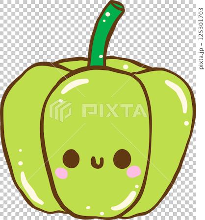 Cute Cartoon Green Bell Pepper Character, Farmer Market Cute Cartoon Green Bell Pepper Character, Farmer Market 125301703