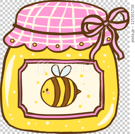 Cute Honey Jar Cartoon Illustration Farmer Market 125301716