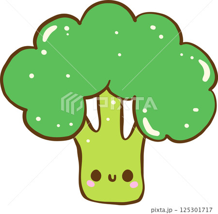 Cute Cartoon Broccoli Hand Drawn Illustration Cute Cartoon Broccoli Hand Drawn Illustration 125301717