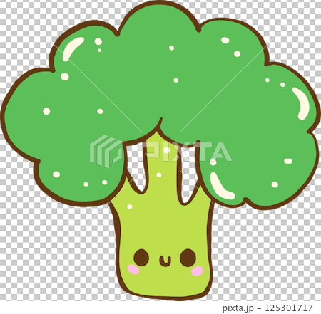 Cute Cartoon Broccoli Hand Drawn Illustration Cute Cartoon Broccoli Hand Drawn Illustration 125301717