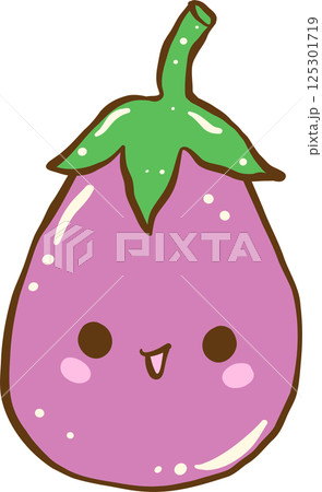 Cute Cartoon Eggplant Character 125301719