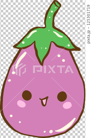 Cute Cartoon Eggplant Character 125301719