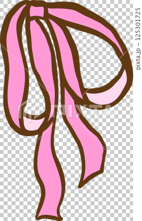 Hand Drawn Pink Ribbon Illustration 125301725