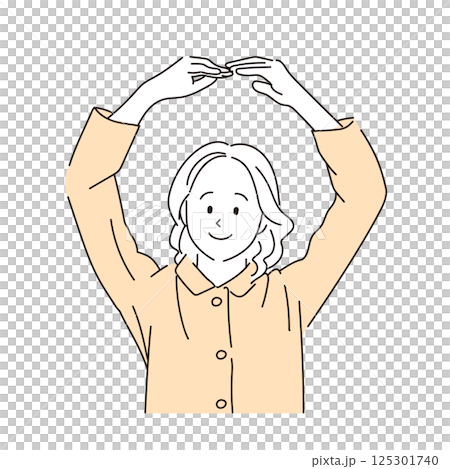 丸のジェスチャーでOKを伝える女性のイラスト|やさしい線画スタイルで肯定的な印象に 丸のジェスチャーでOKを伝える女性のイラスト|やさしい線画スタイルで肯定的な印象に 125301740