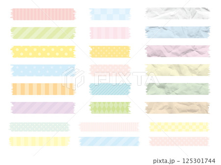 パステルカラーの模様やしわのある切られたテープセット 125301744