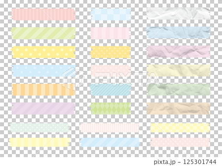 パステルカラーの模様やしわのある切られたテープセット 125301744