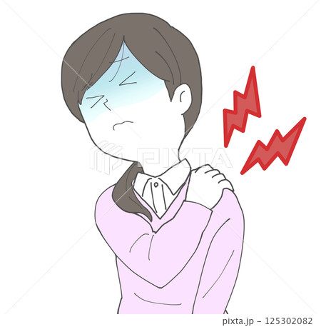 肩が痛い女性2 青ざめる 125302082