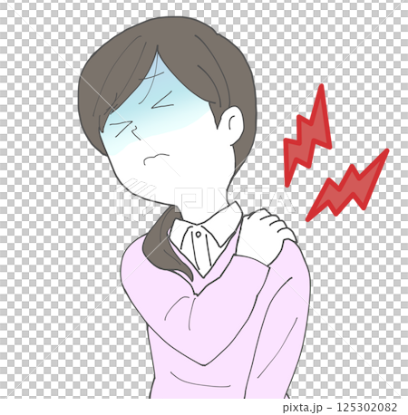 肩が痛い女性2 青ざめる 125302082