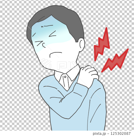 Man with shoulder pain 2 turns pale 125302087