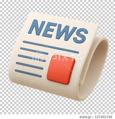 3D 風格的圓形報紙圖示插圖 125302188