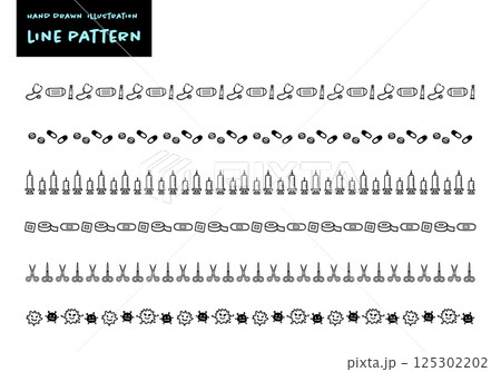 シンプルな手書きのかわいい医療イメージ飾り罫セット シンプルな手書きのかわいい医療イメージ飾り罫セット 125302202