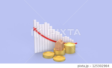 The Gold coins and House for Business concept 3d Rendering. 125302964
