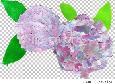 ハンドクラフトで描いた紫陽花の装飾素材 125303178
