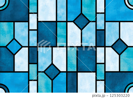 ステンドグラス背景青 125303220