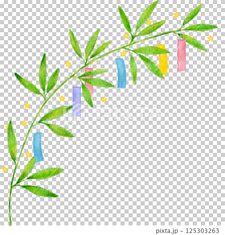 七夕竹葉插圖框架 125303263