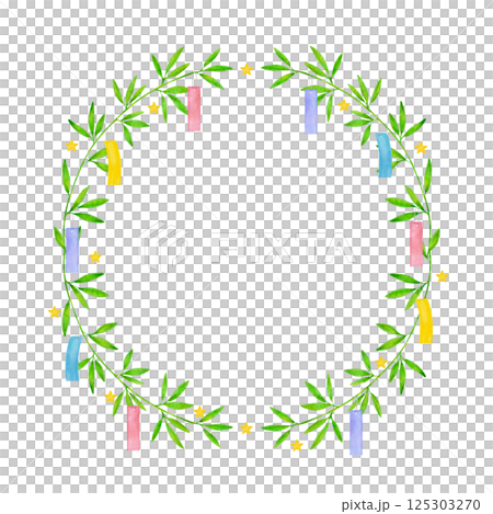 Tanabata bamboo leaf illustration frame 125303270