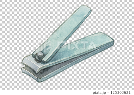 Simple watercolor illustration of nail clippers (everyday item) 125303621