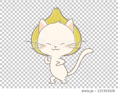 戴著洋蔥頭的貓的插圖 125303926