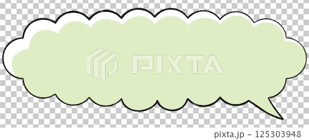 具有線條畫風格的簡單對話框。一朵蓬鬆的橢圓形雲,很長且水平,右邊有一條尾巴,顏色很時尚。 具有線條畫風格的簡單對話框。一朵蓬鬆的橢圓形雲,很長且水平,右邊有一條尾巴,顏色很時尚。 125303948