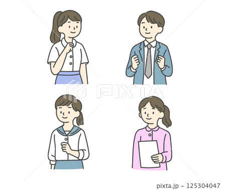 学生と教師のイラストセット 125304047