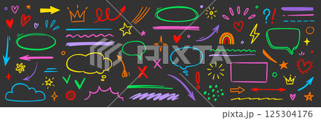 Line hand drawn brush marker arrow, heart shape element kid color set. Hand drawn sketch marker underline shape, arrow, star marker brush pen stroke icon heart element. Vector Line hand drawn brush marker arrow, heart shape element kid color set. Hand drawn sketch marker underline shape, arrow, star marker brush pen stroke icon heart element. Vector 125304176