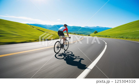 マウンテンバイクに乗る男性 マウンテンバイクに乗る男性 125304310