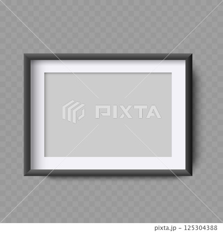 Empty Black Frame Mockup with Shadow on Transparent Background - Vector Empty Black Frame Mockup with Shadow on Transparent Background - Vector 125304388