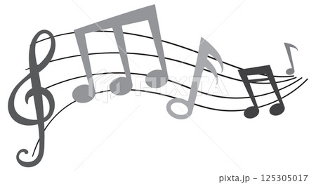 Flowing Musical Notes and Staff Flowing Musical Notes and Staff 125305017