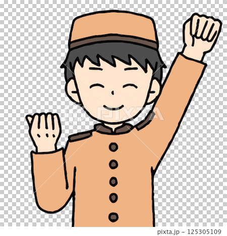 一名男飯店員工正在揮拳 125305109