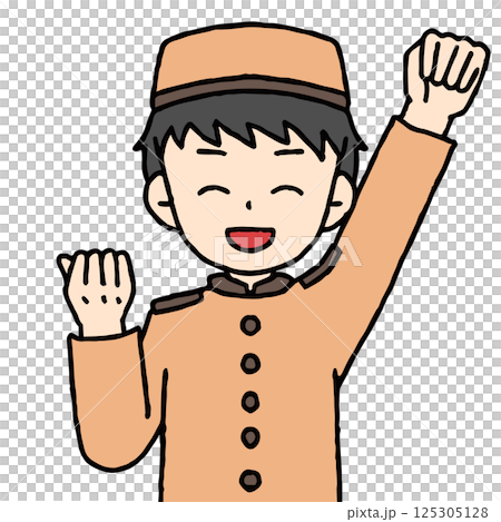 A male hotel employee is doing a fist pump 125305128