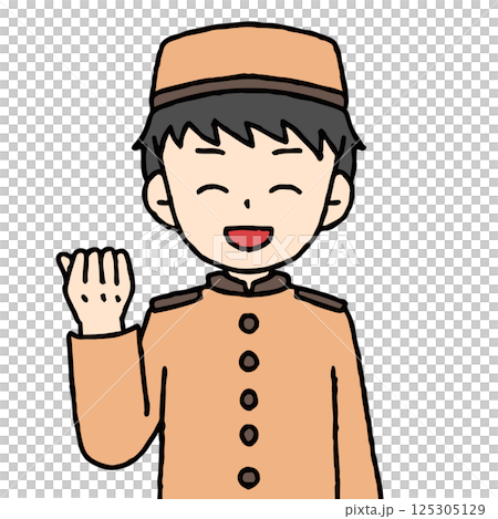 A male hotel employee is doing a fist pump 125305129