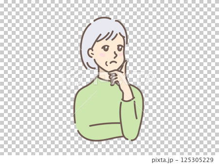 Anxious middle-aged woman with a troubled expression whose problems and worries have not been resolved Anxious middle-aged woman with a troubled expression whose problems and worries have not been resolved 125305229