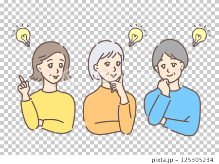 想出好主意，解決問題後看起來很高興的中老年婦女 125305234