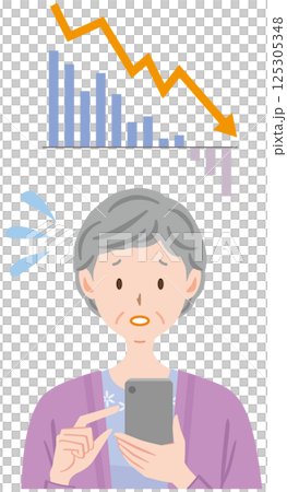 Stock price chart, falling, anxiety, elderly 125305348