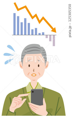 株価　暴落　下落　不安　高齢者　 125305350
