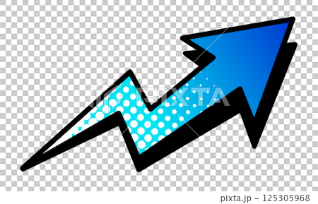 Blue arrow showing zigzag upward movement, light blue and blue gradation, white dot tone Blue arrow showing zigzag upward movement, light blue and blue gradation, white dot tone 125305968