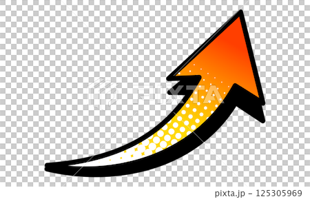 Smooth rising arrow, white dot tone and red and orange gradient version. Smooth rising arrow, white dot tone and red and orange gradient version. 125305969
