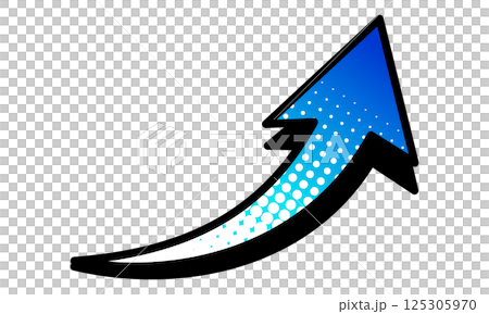 Smooth upward arrow, white dot tone and blue and light blue gradient version. Smooth upward arrow, white dot tone and blue and light blue gradient version. 125305970
