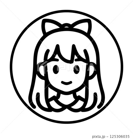 リボンの女子のかわいいアイコン 125306035